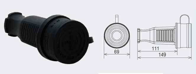 Разъем  с заглушкой каучук 3Р+РЕ 32А 380В IP44  TDM